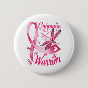 Badge Rond 5 Cm Grammie D'Un Guerrier Dragonfly Cancer Du Sein