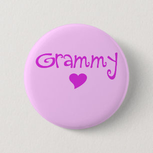 Badge Rond 5 Cm Grammy avec le pourpre de coeur