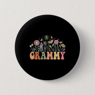 Badge Rond 5 Cm Grammy Fleur Sauvage Floral Fête Naissance Bébé Sh
