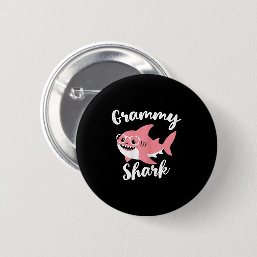 Badge Rond 5 Cm Grammy Shark Mother's Day Grandma Funny  (Devant & derrière)