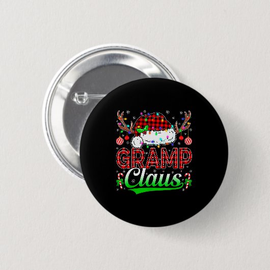Badge Rond 5 Cm Gramp Claus Christmas Lights Matching Family Xmas  (Devant & derrière)