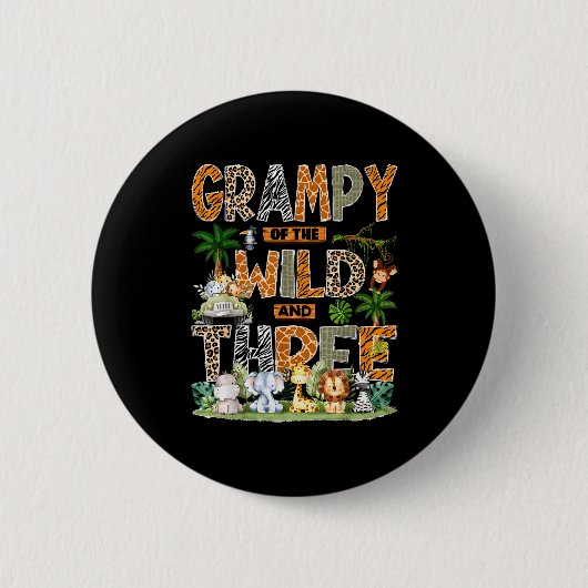Badge Rond 5 Cm Grampy Of The Wild &amp; Three Zoo 3rd Birthday Sa (Devant)