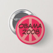 Badge Rond 5 Cm Grand bouton de paix, OBAMA, 2008 (Devant & derrière)