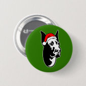 Badge Rond 5 Cm Grand chien Danse avec Noël Santa Hat (Devant & derrière)