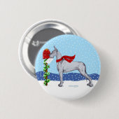 Badge Rond 5 Cm Grand Dane Christmas Mail Bleu (Devant & derrière)