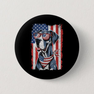 Badge Rond 5 Cm Grand Danois 4 juillet chien patriote drapeau amér