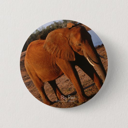Badge Rond 5 Cm Grand éléphant rouge (Devant)
