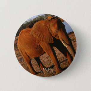 Badge Rond 5 Cm Grand éléphant rouge