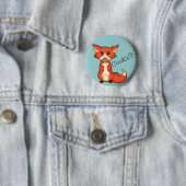 Badge Rond 5 Cm Grand Fox observé mignon mangeant un biscuit (En situation)