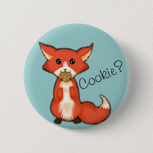 Badge Rond 5 Cm Grand Fox observé mignon mangeant un biscuit