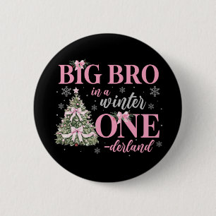 Badge Rond 5 Cm Grand frère dans une fille d'anniversaire Winter O