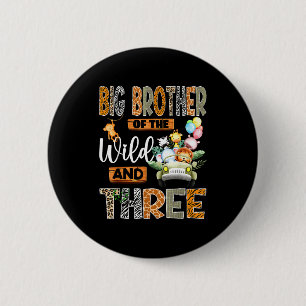 Badge Rond 5 Cm Grand Frère de la Nature et Trois 3ème Garçon d'An