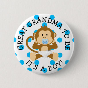 Badge Rond 5 Cm Grand grand-mère à être Baby shower singe bouton