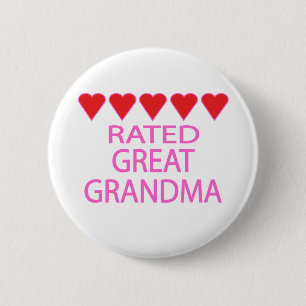 Badge Rond 5 Cm Grand grand-mère de cinq coeurs