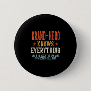Badge Rond 5 Cm Grand-hero sait tout la fête des pères rétro