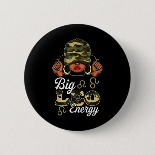 Badge Rond 5 Cm Grand Leo Énergie Femme Noire Camouflage Astrologi