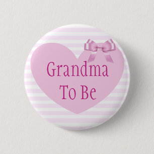 Badge Rond 5 Cm Grand-maman à être bouton rose de baby shower