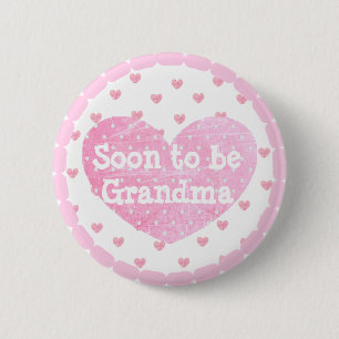 Badge Rond 5 Cm Grand-maman à être bouton rose de baby shower