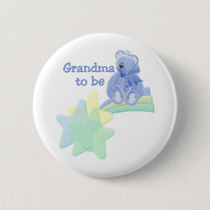 Badge Rond 5 Cm Grand-maman bleue d'ours à être