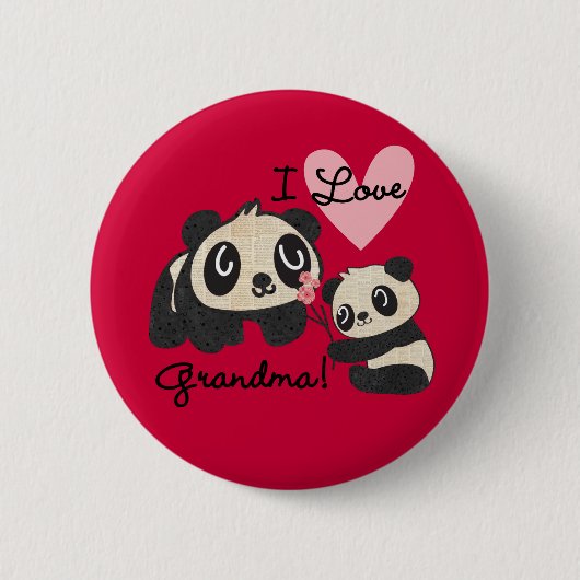 Badge Rond 5 Cm Grand-maman d'amour des ours panda I (Devant)