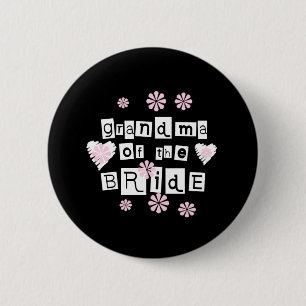 Badge Rond 5 Cm Grand-maman de blanc de jeune mariée sur le noir