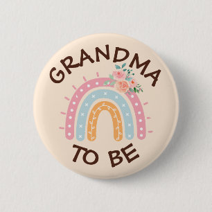 Badge Rond 5 Cm Grand-mère à être Baby shower Bouton Arc-en-ciel t