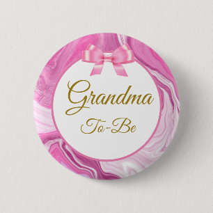 Badge Rond 5 Cm Grand-mère à être Baby shower rose et or