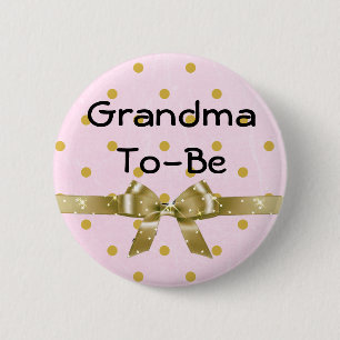 Badge Rond 5 Cm Grand-mère à être Baby shower rose et or bouton
