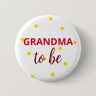 Badge Rond 5 Cm Grand-mère à être bouton avec des étoiles jaunes
