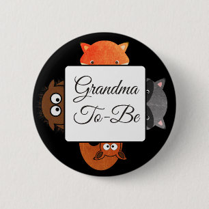 Badge Rond 5 Cm Grand-mère à être Bouton Fox Woodlands Thème