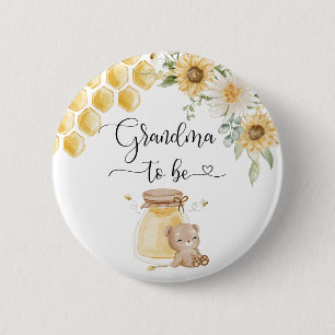 Badge Rond 5 Cm Grand-mère à être Button. Ours de tournesol