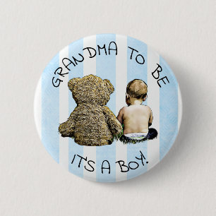 Badge Rond 5 Cm Grand-mère à être, C'est un garçon, Baby shower Bu