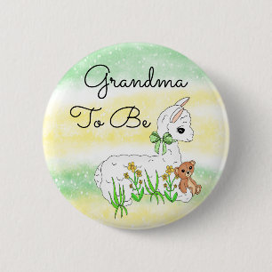 Badge Rond 5 Cm Grand-mère à être lama avec ours en peluche