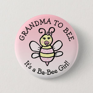 Badge Rond 5 Cm Grand-mère à être miel abeille Baby shower à thème
