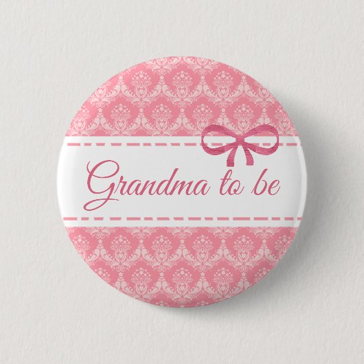 Badge Rond 5 Cm Grand-mère à être rose Bow bouton Baby shower (Devant)