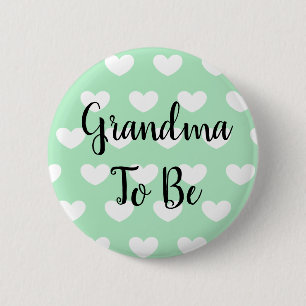 Badge Rond 5 Cm Grand-mère à être Sage Green Hearts Baby shower bo