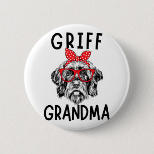 Badge Rond 5 Cm Grand-mère À poils durs Pointing Griffon Nana Mère