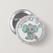 Badge Rond 5 Cm Grand-mère à thème éléphant pour être Baby shower (Devant & derrière)
