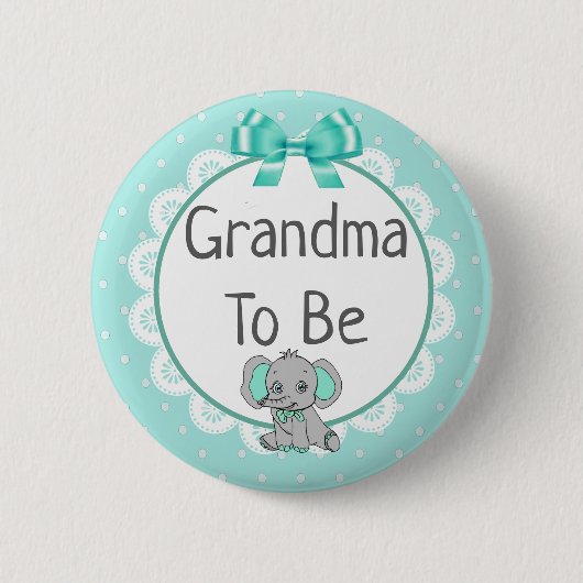 Badge Rond 5 Cm Grand-mère à thème éléphant pour être Baby shower (Devant)