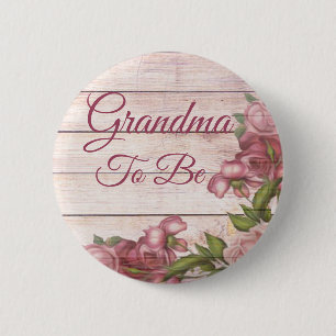 Badge Rond 5 Cm Grand-mère au baby shower Magenta Roses