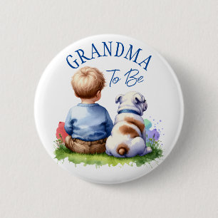 Badge Rond 5 Cm Grand-mère   Baby shower Baby and Bulldog