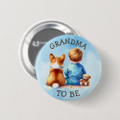Badge Rond 5 Cm Grand-mère | Baby shower du garçon (Devant & derrière)
