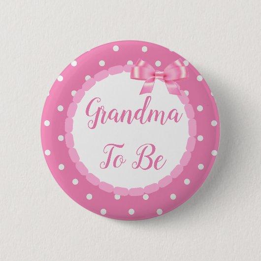 Badge Rond 5 Cm Grand-mère de Baby shower rose (Devant)