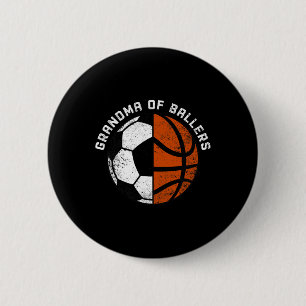 Badge Rond 5 Cm Grand-Mère De Ballers Fun Soccer Basketball Grandm