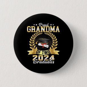 Badge Rond 5 Cm Grand-Mère De Deux Diplômés Cl 2024 Jumeaux Diplôm