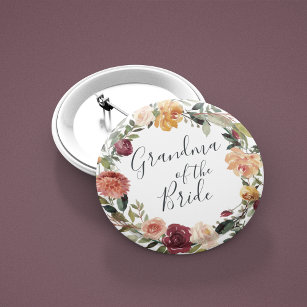 Badge Rond 5 Cm Grand-mère de la mariée en fleur rustique