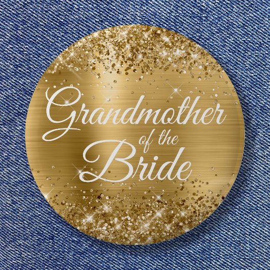 Badge Rond 5 Cm Grand-mère de la mariée Glittery Gold Foil