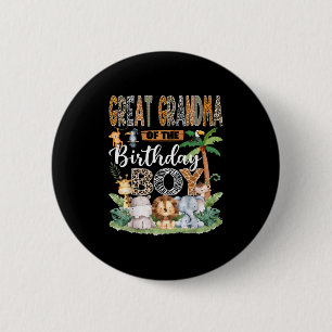 Badge Rond 5 Cm Grand-Mère De L'Anniversaire Garçon Jungle Safari