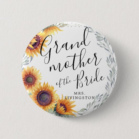 Badge Rond 5 Cm Grand-mère de l'épouse | Mariage de fleurs de tour (Devant)