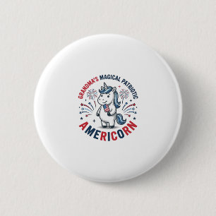 Badge Rond 5 Cm Grand-mère design de chemise de licorne patriotiqu